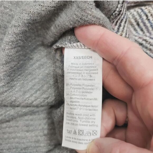 Madewell Textured Cowl Turtleneck Top in Multi Rainbow Rib in Deep Navy Size XXS - Picture 10 of 12